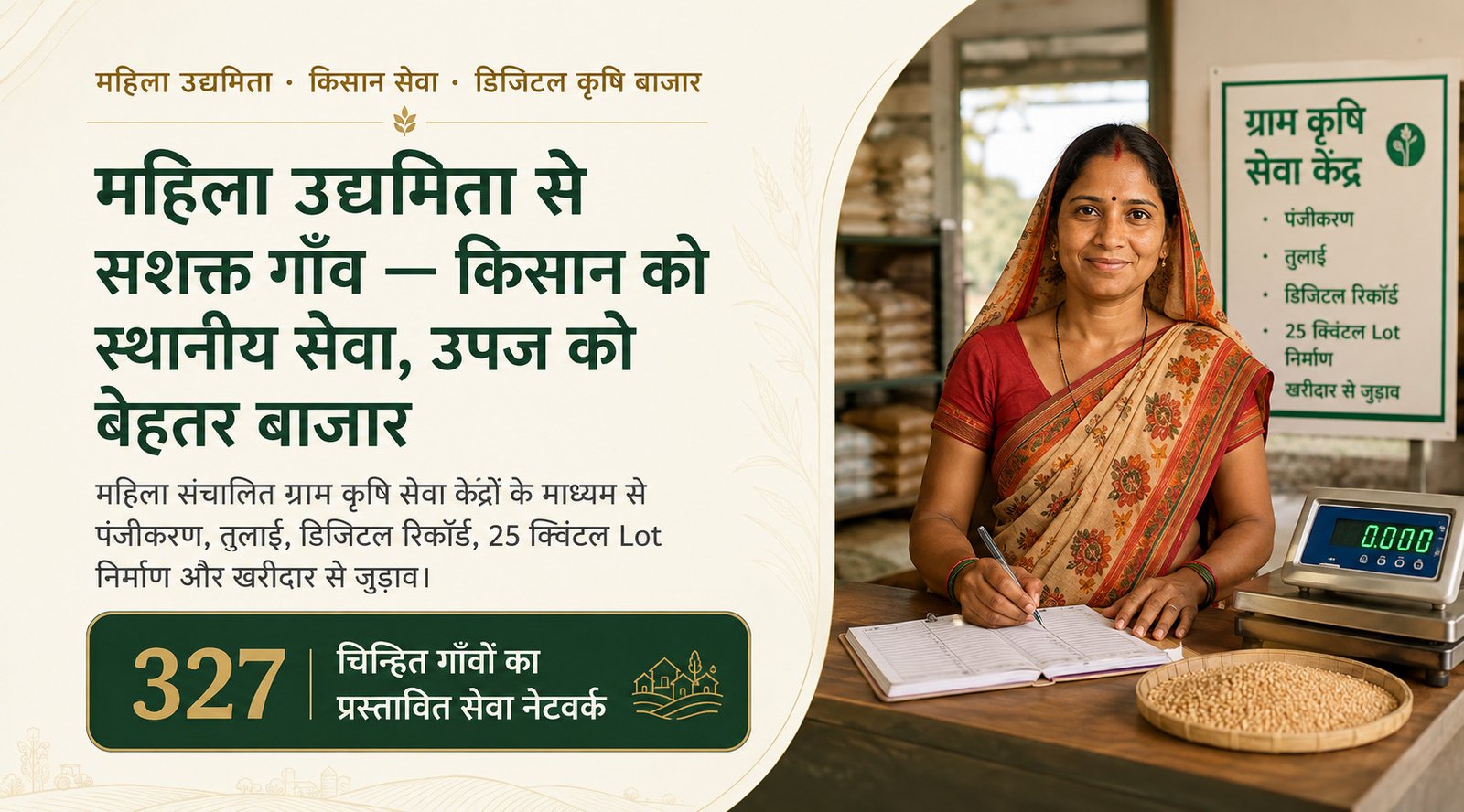 महिला उद्यमिता से सशक्त गाँव—किसान को स्थानीय सेवा और उपज को बेहतर बाजार